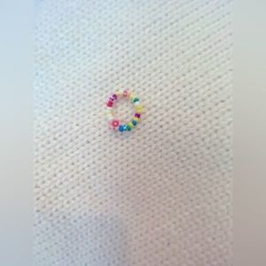 Beaded flower ring,beaded “CHEER” bracelet, red drawstring puravida bracelet